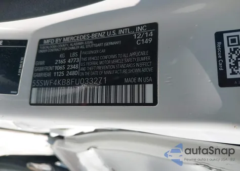 2015 Mercedes-Benz C 300 4Matic/Luxury 4Matic/Sport 4Matic из США, поврежденный, VIN 55SWF4KB8FU033271